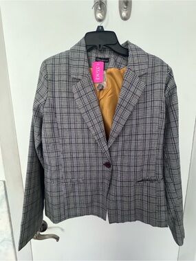 Classic Gray Plaid Blazer - Unknown Brand